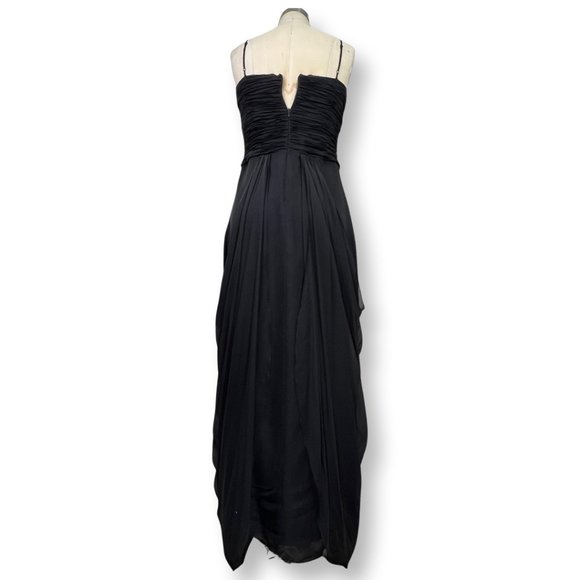 [[ SAJA ]] Elegant, Layered Drape Black Silk Maxi Dress :: 8 - Picture 7 of 15